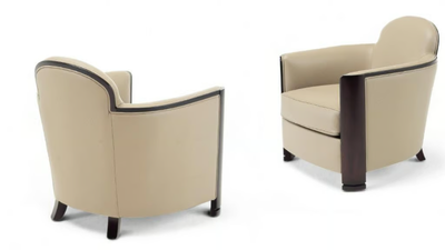 LOBBY - Upholstered leather armchair with armrests _ HUGUES CHEVALIER