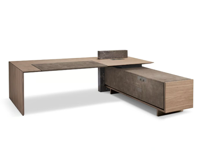 CARTESIANO - L-shaped wood and marble executive desk _ i 4 Mariani