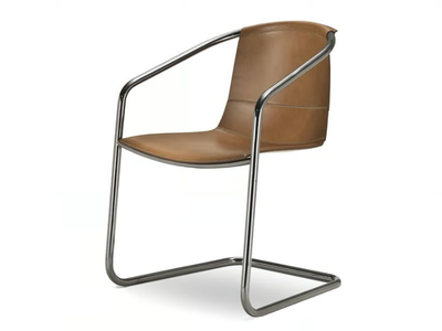 NANCY - Cantilever leather chair with armrests _ i 4 Mariani