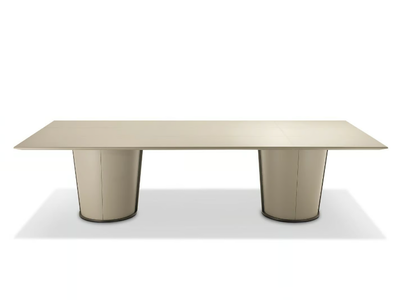 PAPIER - Rectangular tanned leather covered meeting table _ i 4 Mariani