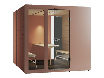 CHATPOD 1200 BENCH - Multimedia acoustic recycled material office booth with built-in lights _ IMPACT ACOUSTIC®