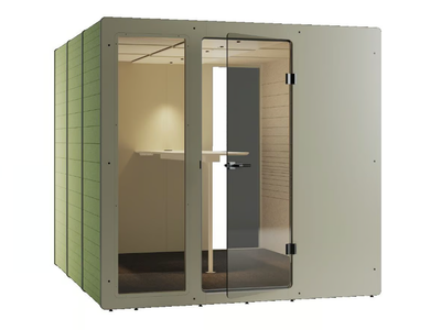 CHATPOD 1200 HIGH TOP - Acoustic multimedia recycled material office booth with built-in lights _ IMPACT ACOUSTIC®