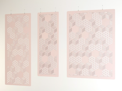 ORNELLA - Sound absorbing hanging recycled plastic office screen _ IMPACT ACOUSTIC®