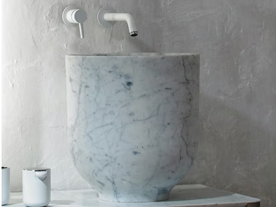 ORIGIN - Countertop round single marble washbasin _ INBANI
