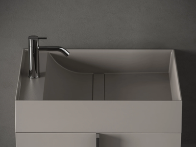 PARAL - Countertop rectangular Solid Surface handrinse basin _ INBANI