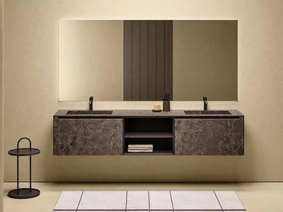 STRATO - Double wall-mounted MDi by INALCO® vanity unit with integrated washbasin _ INBANI