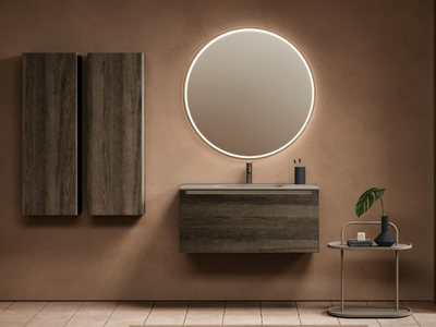 STRATO H - Single wall-mounted wooden vanity unit with cabinets _ INBANI