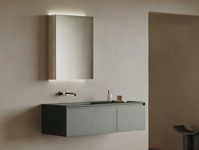 STRATO I - Single wall-mounted wooden vanity unit with drawers _ INBANI