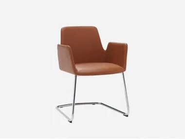 ALTEA - Cantilever leather chair with armrests _ INCLASS