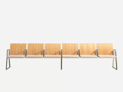 LIN WOOD - Oak beam seating with armrests _ INCLASS