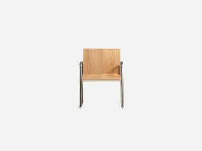 LIN WOOD - Sled base oak reception chair _ INCLASS