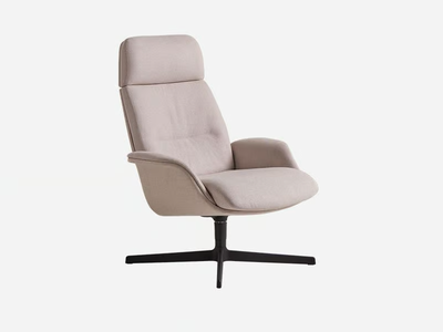 REVER - Swivel fabric armchair with 4-spoke base with headrest _ INCLASS