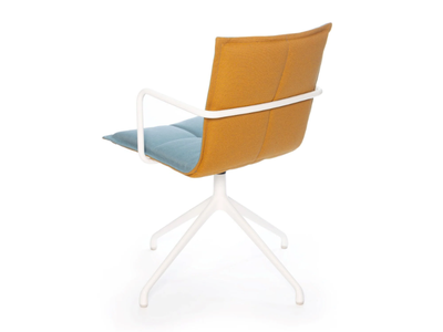 LAB YC - Upholstered trestle-based fabric chair with armrests _ Inno