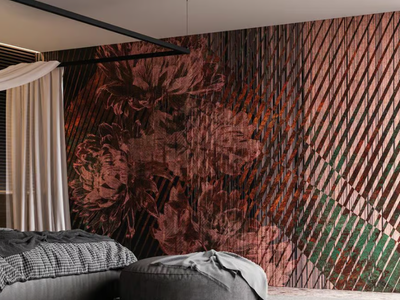 MARLENE - Gold leaf wallpaper with floral pattern _ Instabilelab