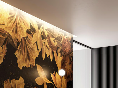 ORO INTENSO - Gold leaf wallpaper with floral pattern _ Instabilelab