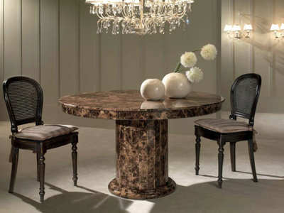 ACHILLE - Round Dark Emperador marble table _ International Marmi