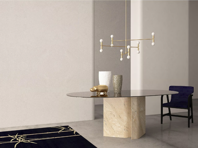 ERSE - Oval marble and glass table _ International Marmi