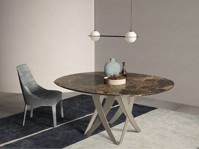 TEBE - Oval Dark Emperador marble table _ International Marmi