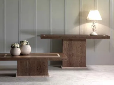 VASARI - Rectangular travertine console table _ International Marmi