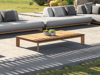 CALA 93333I - Rectangular low teak garden side table _ IVINI