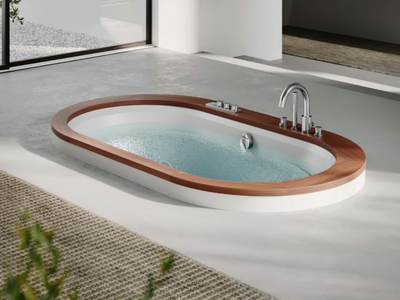 OPALIA WOOD / STONE - Built-in hydromassage oval bathtub _ Jacuzzi®