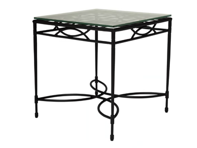AMALFI WOVEN - Square Glass and Stainless Steel side table _ JANUS et Cie