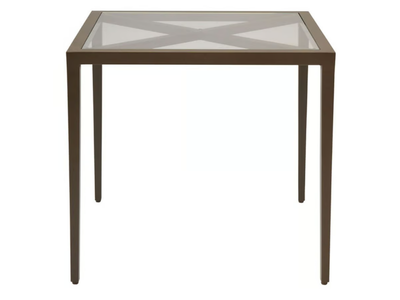 AZIMUTH CROSS - Square glass and aluminium side table _ JANUS et Cie