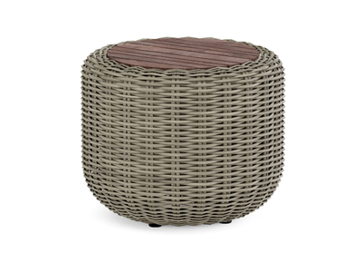 TUGU - Round low wicker garden side table _ Jardinico