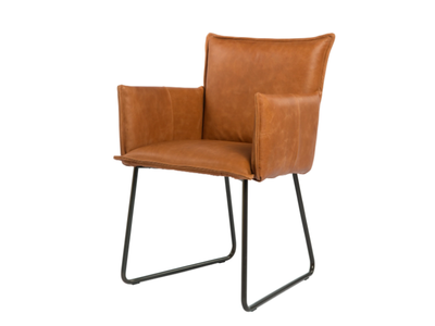 DUKE - Sled base leather chair with armrests _ Jess