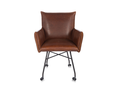 SANNE - Leather chair with castors with armrests _ Jess