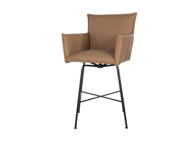 SANNE - Swivel high leather stool with armrests _ Jess