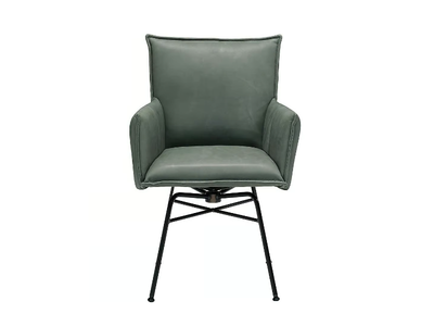 SANNE - Swivel leather chair with armrests _ Jess