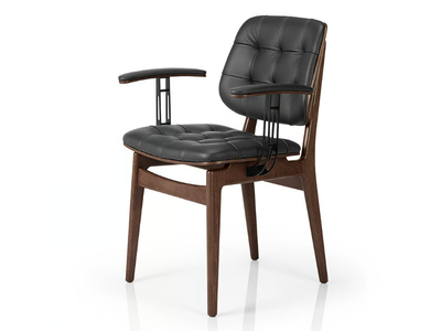 CHLOE M932 WUU B CR - Tufted leather chair with armrests _ JMS