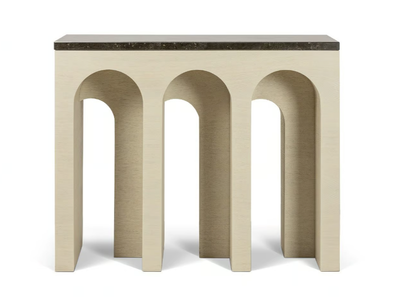 ARCADE - Rectangular oak and marble console table _ JOSÉ LEITE DE CASTRO