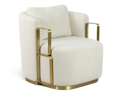 BOHO - Fabric armchair with brass base and armrests _ JOSÉ LEITE DE CASTRO