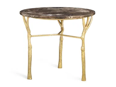 BOSQUE - Round brass and marble high side table _ JOSÉ LEITE DE CASTRO