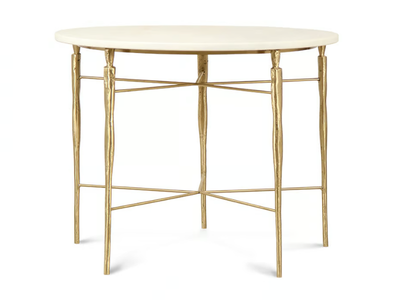 ELIS - Round brass and marble high side table _ JOSÉ LEITE DE CASTRO
