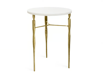 ELIS - Round brass and marble high side table _ JOSÉ LEITE DE CASTRO