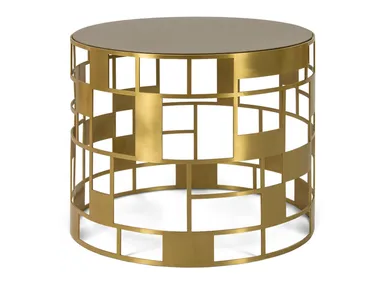 HALT - Round coffee table with brass base and quartz top _ JOSÉ LEITE DE CASTRO
