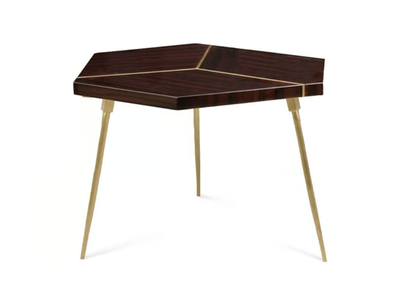 PLAT - Hexagonal ebony coffee table with brass legs and details _ JOSÉ LEITE DE CASTRO