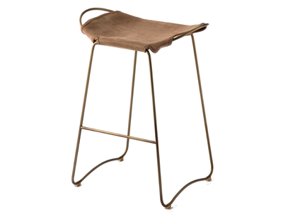 HUG BAR STOOL - High sled base tanned leather and steel stool _ Jover+Valls