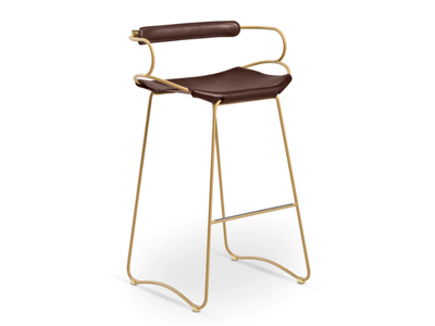 HUG BAR STOOL - High tanned leather and steel stool with back _ Jover+Valls