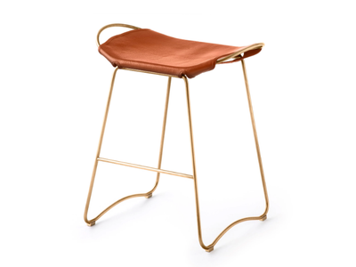 HUG COUNTER STOOL - Sled base tanned leather and steel stool _ Jover+Valls