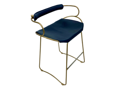 HUG COUNTER STOOL - Tanned leather and steel stool with back _ Jover+Valls