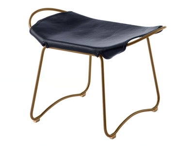 HUG - Sled base tanned leather and steel footstool _ Jover+Valls