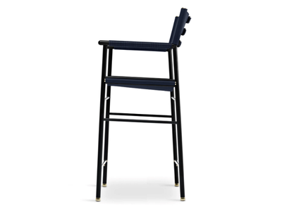REPOSE COUNTER STOOL - Tanned leather and steel stool with back _ Jover+Valls