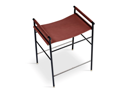 REPOSE COUNTER STOOL - Tanned leather and steel stool with footrest _ Jover+Valls