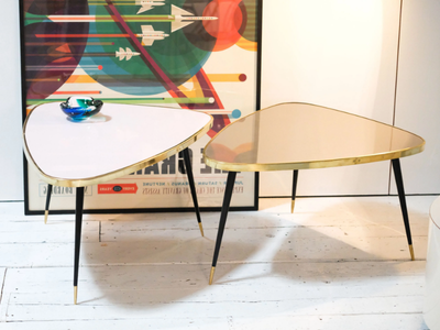 TWIST - Laminated glass coffee table with polished brass profile _ Jover+Valls
