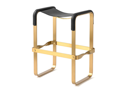 WANDERLUST COUNTER STOOL - Sled base tanned leather and steel stool _ Jover+Valls