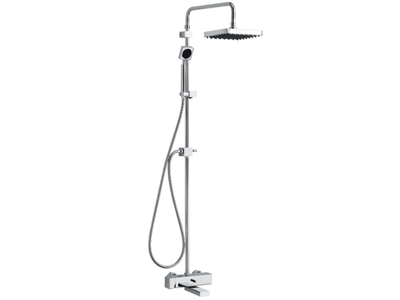 MARK - Wall-mounted chromed brass shower panel with hand shower with overhead shower _ JUSTIME